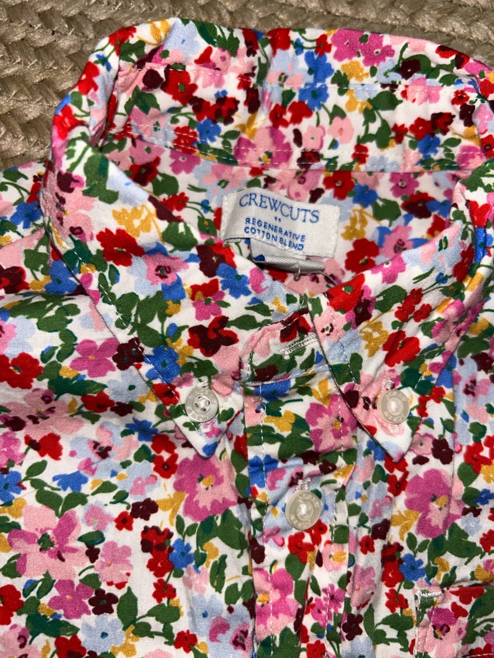 Crewcuts Pink Floral Button-Down Shirt with Multicolor Flowers - Picture 2 of 2